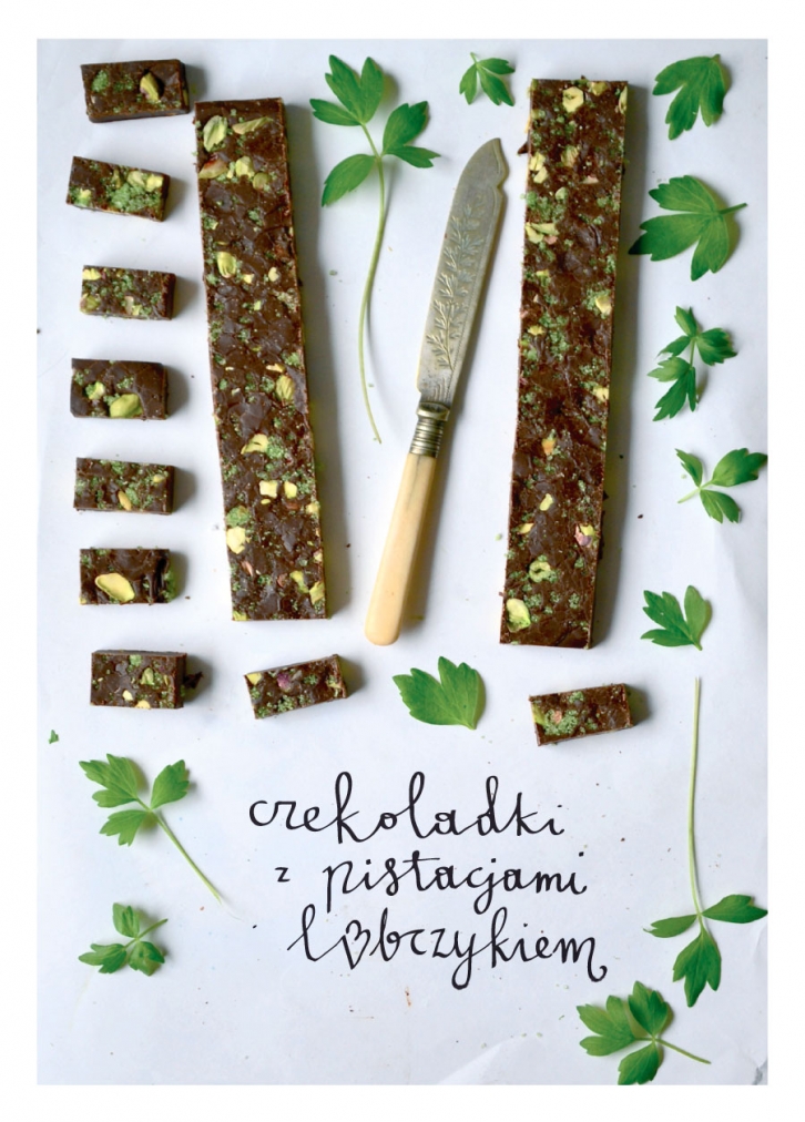 Czekoladki z pistacjami i lubczykiem